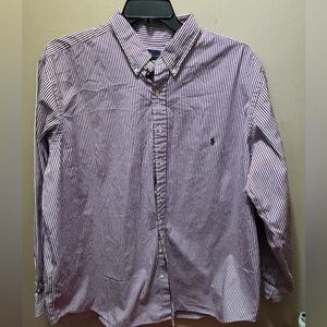 Ralph Lauren maroon and white 2 xl xg like new polo long sleeve preppy‎ shirt